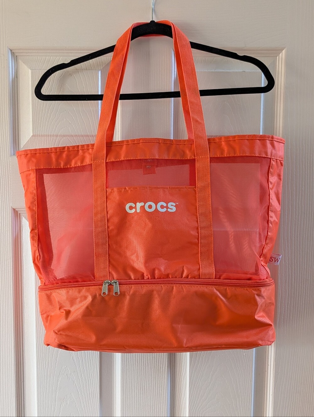 CROCS Bright Orange Mesh Tote with Zippered Insulated Base